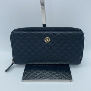 CHANEL CC QUILTED DIAMOND BLACK LAMBSKIN ZIPPY WALLET